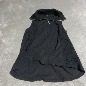 Athena Marie Top Women XL Black Linen Blend Sleeveless Collard Lagenlook Tunic